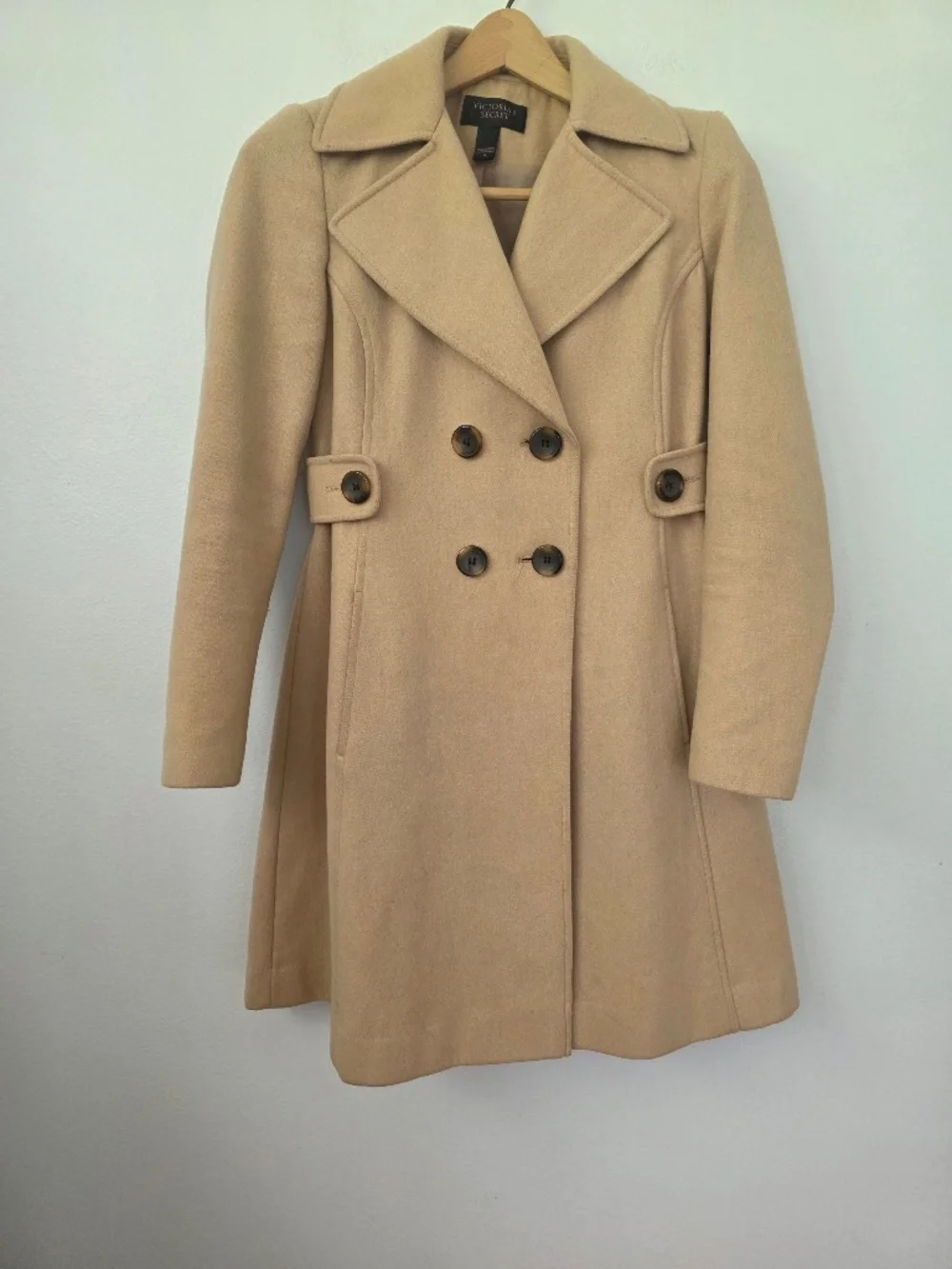 Victoria's Secret Honey Beige Wool Blend Long Pea Coat - Size 0